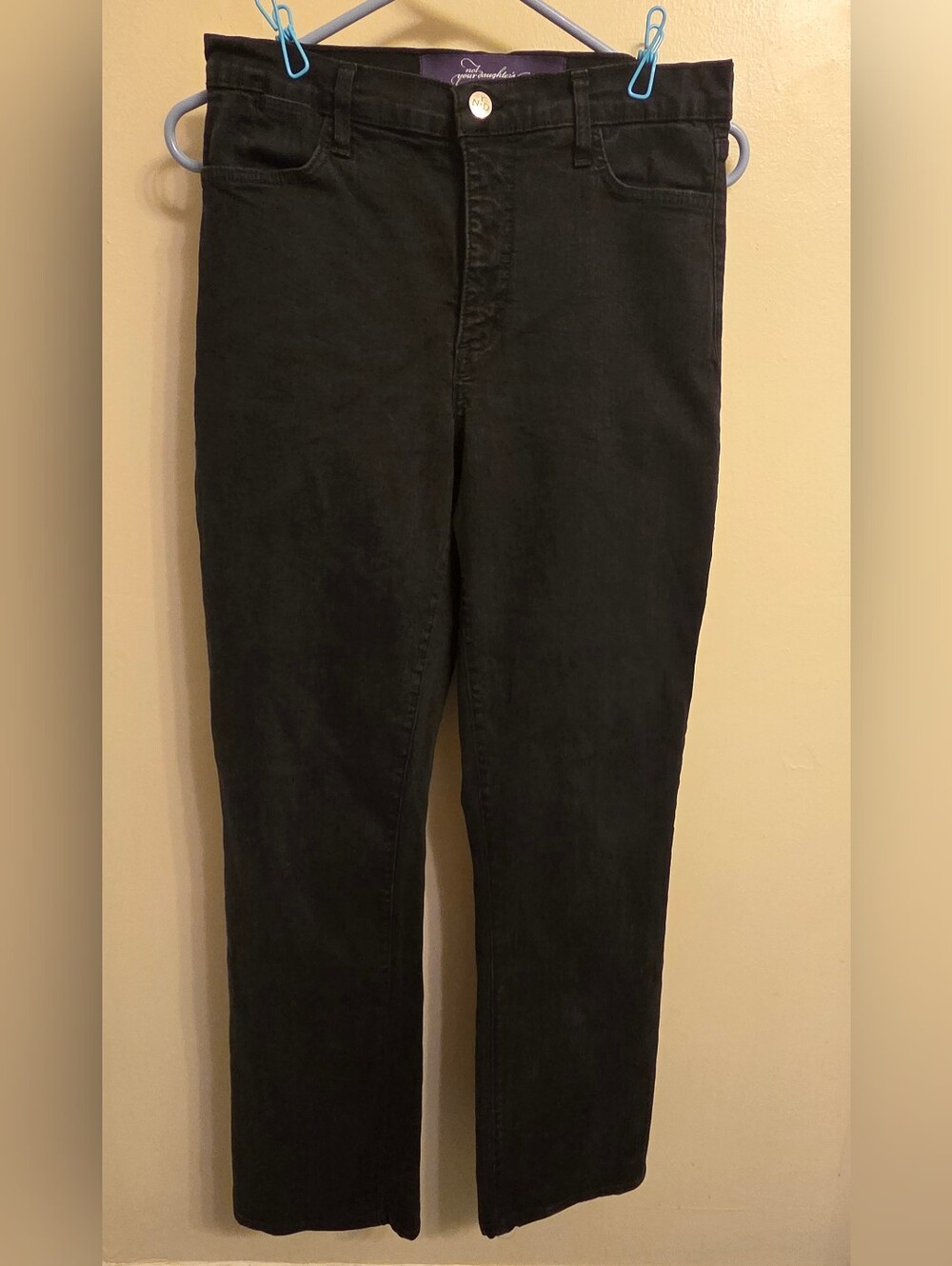 NYDJ Black Studded Straight Leg Stretch Jeans 8 Preppy Goth Glam Made In USA